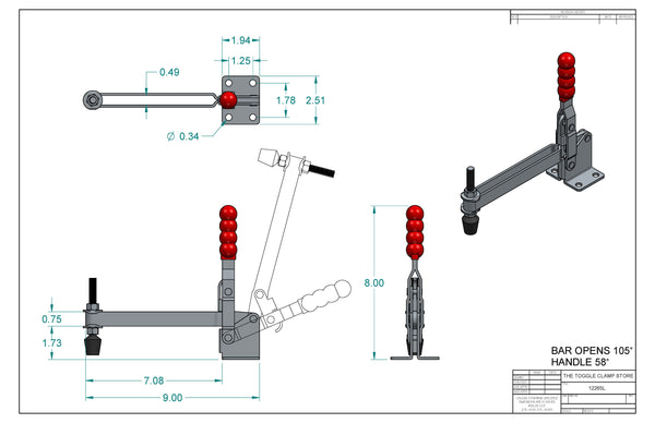 VH-12285 Vertical Handle Toggle Clamp (Cross Referenced: 210-TU)